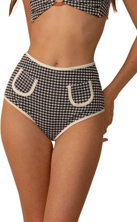 Montce Swim Gingham High Waist Bikini Bottoms in Black/white Gingham at Nordstrom, Size X-Large