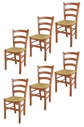 Tommychairs Tommychairs 6 Sillas Venice En Haya Color Cerezo Y Asiento En Paja