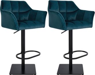 Clp Clp - Lote De 2 Taburetes De Bar Damaso Funda De Terciopelo Verde Metal Negro Mate
