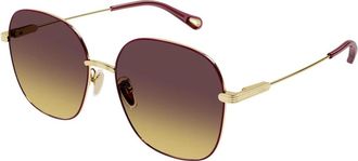 Chlo&eacute; Goud/Bruin Geel Getinte Zonnebril - Dames - Zonnebrillen - Geel - 59 MM - Accessoires