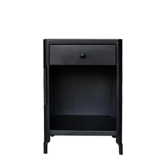 Decoclico Mesita de noche de metal negro con 1 caj&oacute;n 1 nicho