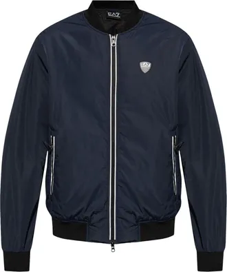 Emporio Armani logo-patch bomber jacket - men - Polyester - S - Blue