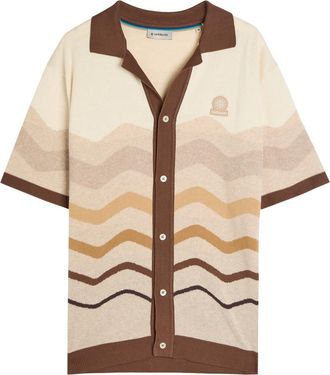 Sandbanks Sandbanks Gradient Pattern Knit Cotton Shirt - Beige - Xxl