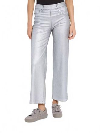 Lyss&eacute; Metallic Coated Wide Leg Denim Pant In Silver