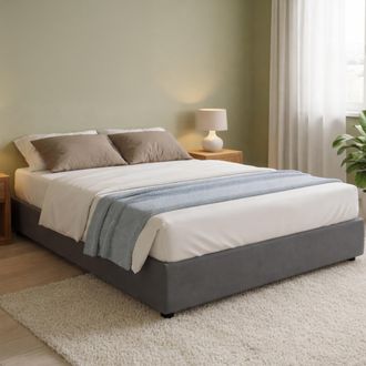 Dmora Dmora - Cama Matrimonial Dgraus, Cama Contenedor Con Revestimiento De Tela, 100% Made In Italy, Apertura Frontal, Adecuado Para Colch&oacute;n Cm 160x200, Gr