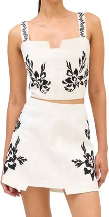 Allison New York Embroidered Colette Tank In Ivory/black