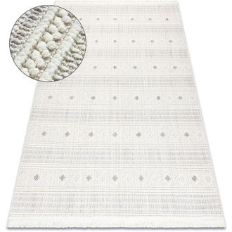 RugsX Rugsx - Alfombra Nano Fh69a Diamantes, Bucle, Tejido Plano Blanco / Gris Beige 140x190 Cm