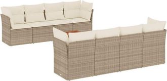 vidaXL Set De Sof&aacute;s De Jard&iacute;n 9 Pzas Con Cojines Rat&aacute;n Sint&eacute;tico Beige Vidaxl