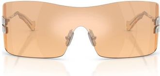 Miu Miu 144mm Oversize Shield Sunglasses in Silver/orange Mirror Silver at Nordstrom