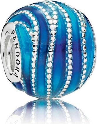 Pandora Blue Wave Charm In Sterling Silver