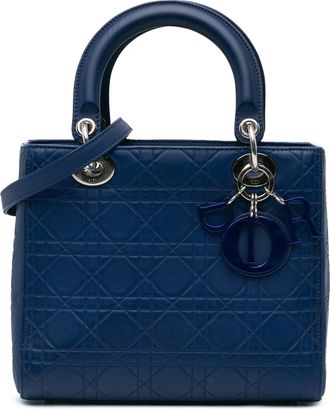 Dior Pre-owned Womens Diorama Handbag Lambskin Leather - Dark Blue - One Size