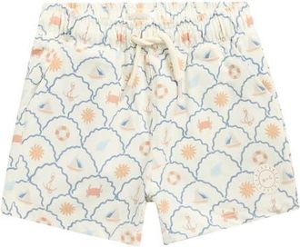 Rylee + Cru Nautical Print Board Shorts in Ivory at Nordstrom, Size 12-18M