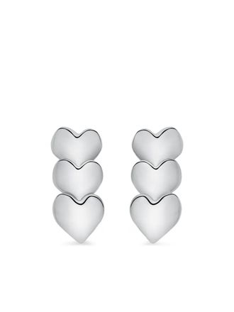 Oscar De La Renta heart drop earrings - women - Brass - One Size - Silver