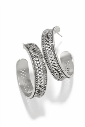 Brighton Womens Ferrara Siena Large Hoop Earrings In Silver