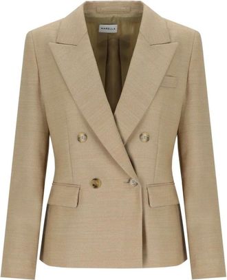 Marella Blazer Doppiopetto Giraffa - Dames - Jassen - Beige - Maat: XS Wol