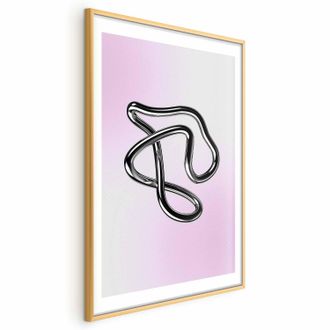 OEM P&oacute;ster - Intrincaciones Plateadas - Una Figura Met&aacute;lica Fluida Sobre Un Fondo Degradado
