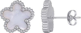 Adornia Adornia Silver Plated Stainless Steel Mother Of Pearl 5-Leaf Clover Stud Earrings
