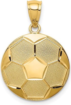 Diamond2Deal 14k Yellow Gold Domed Soccer Ball Pendant