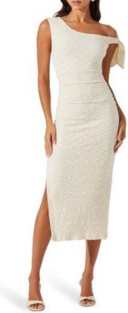 ASTR the Label Emely Floral One-Shoulder Stretch Lace Dress in Cream at Nordstrom Rack, Size Medium