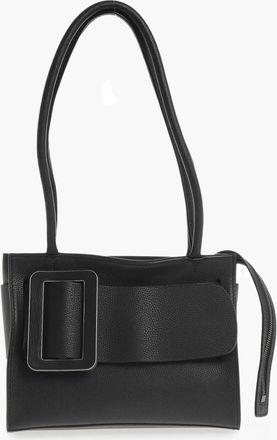 Boyy Textured Leather Shoulder Bag BOBBY with Large Tone-on-Tone Buckle Boyy
