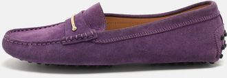 Tod's Tods Purple Suede Embellished Loafers