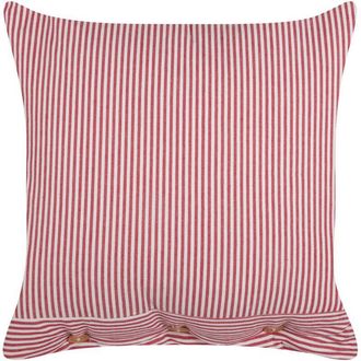 Beliani Beliani - Coj&iacute;n Decorativo De Estilo Retro Fabricado En Algod&oacute;n Con Patr&oacute;n De Rayas Cuadrado En Color Rojo Y Blanco 45 X 45 Cm Aalita