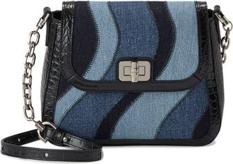 Brahmin Gianna Croc Embossed Leather Crossbody Bag in Retro Blue Lismore at Nordstrom