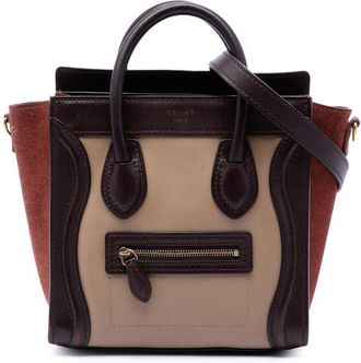 Celine Pre-owned Celine Nano Tricolor Calfskin and Suede Luggage Tote Ladies XT7YPU6MPB7EU6PE