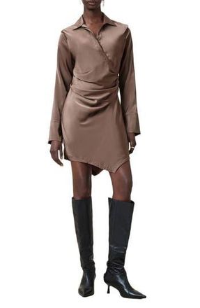 AllSaints Tira Long Sleeve Mini Shirtdress in Cumin Brown at Nordstrom Rack, Size 8 Us / 12 Uk