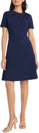 Maggy London Drape Detail Fit & Flare Dress in Navy Blazer at Nordstrom Rack, Size 14