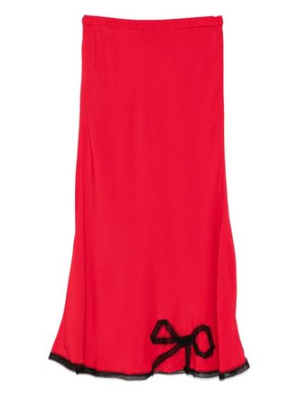 Rochas bow-trim midi skirt - Red