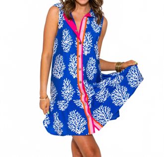 THML Clothing Womens Coral Coast Flutter Mini Dress In Blue