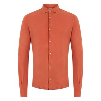 Fedeli Casual Shirts, male, Orange, Size: M Long-sleeve Shirt