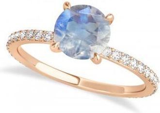 Allurez Round Moonstone & Diamond Hidden Halo Engagement Ring 14k Rose Gold (1.68ct)