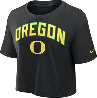 Nike Oregon Athletic Prep Arch Nike Womens Dri-FIT College Cropped T-Shirt in Black | 01D400AUON-X0L