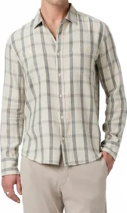 Paige Everett Check Plaid Button Down Shirt In Blue Stucco