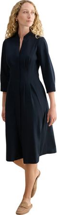 Hobbs London Emmaline 3/4 Sleeve V-Neck Midi Dress in Navy at Nordstrom, Size 12