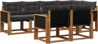 vidaXL Conjunto De Sof&aacute;s De Exterior 7 Uds. Natural Y Negro Vidaxl
