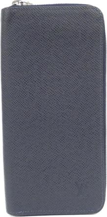 Louis Vuitton Blue Marine Leather Long Wallet (Bi-Fold) (Pre-Owned)