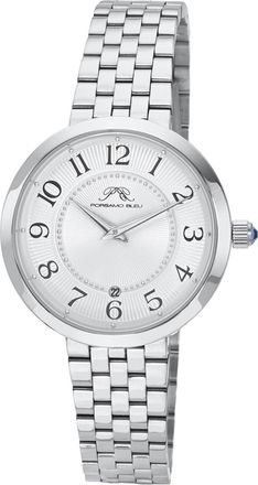 Porsamo Bleu Womens Clementine Stainless Steel Silver Tone Guilloche Dial Watch 1531ACLS