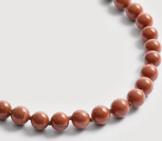 Monica Vinader Gold Ochre Round Gemstone Necklace Red Jasper