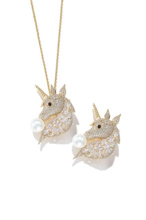 Classicharms Gold Pav&eacute; Unicorn Brooch