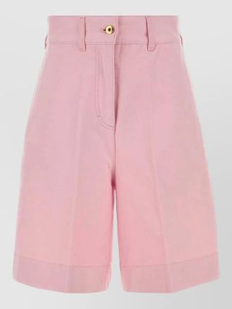 Patou high waist pleated bermuda shorts turn up
