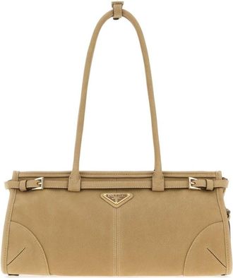 Prada Beige Logo Large Shoulder Bag