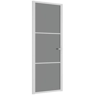 vidaXL Puerta Interior Vidrio Egs Y Aluminio Blanco 76x201,5 Cm Vidaxl