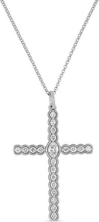 Bony Levy 18K Gold Liora Diamond Cross Pendant Necklace in 18K White Gold/Diamond at Nordstrom