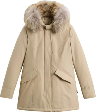 Woolrich Arctic Raccoon Fur-Trim Cotton-Blend Mid-Length Parka