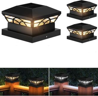 OEM Luces Solares Para Postes, Paquete De 2 Luces Solares Para Postes De Cerca De Terraza De 3,5 X 3,5 Pulgadas, 4 X 4 Pulgadas Y 5 X 5 Pulgadas De Madera