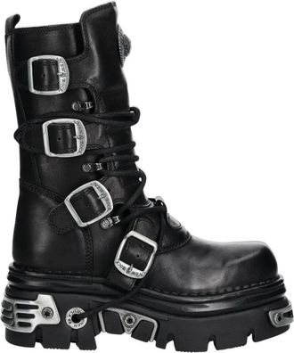 New Rock Enkellaarsjes - Dames - Veterlaarzen - Zwart - 42 EU - Schoenen