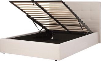 Beliani Cama Con Almacenaje De Tela Beige 140 X 200 Cm Moderno Lorient